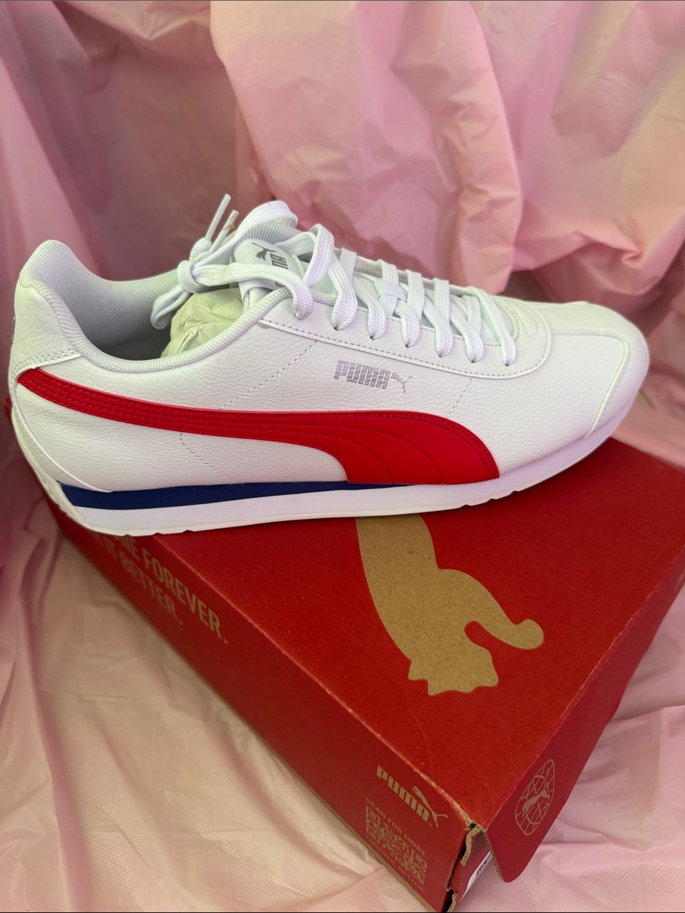 Puma White Red Low-Profile Men's Sneaker